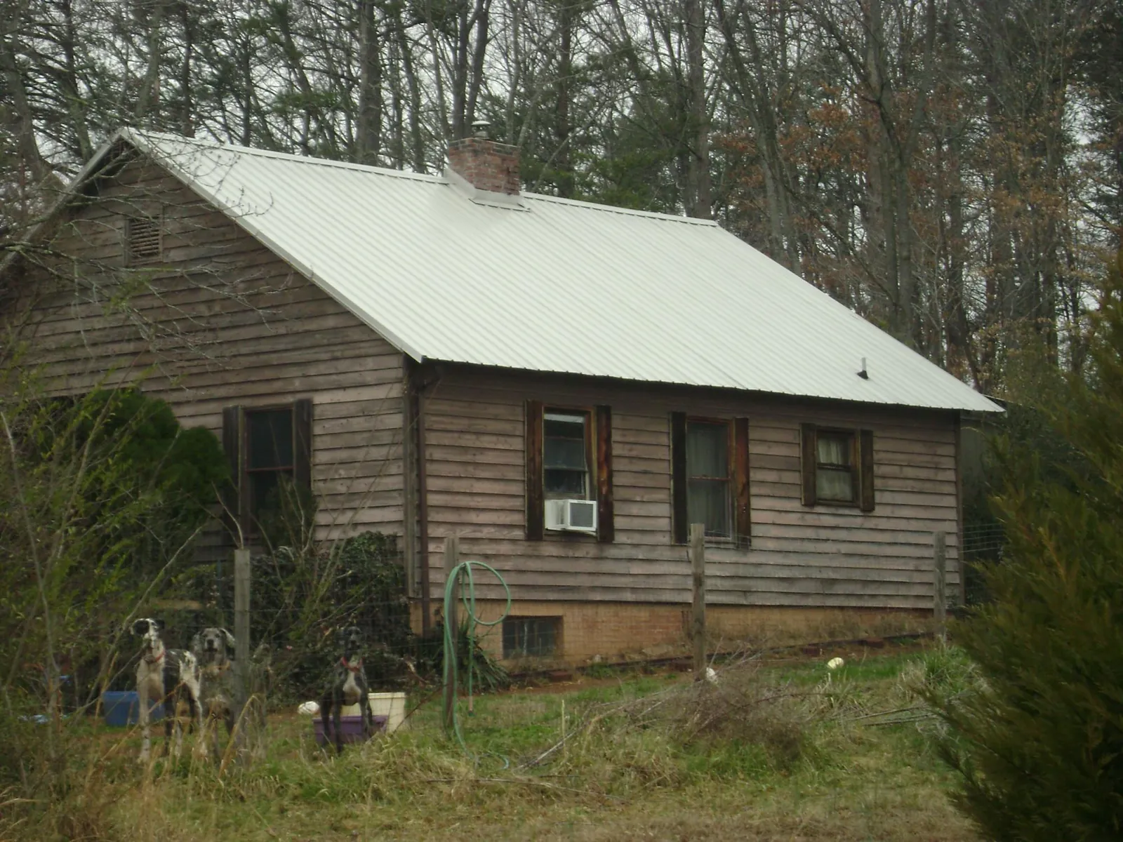 White metal roof on an old wood sided farmhouse, from a Asphalt Shingle Roof Repair job in Monroeville